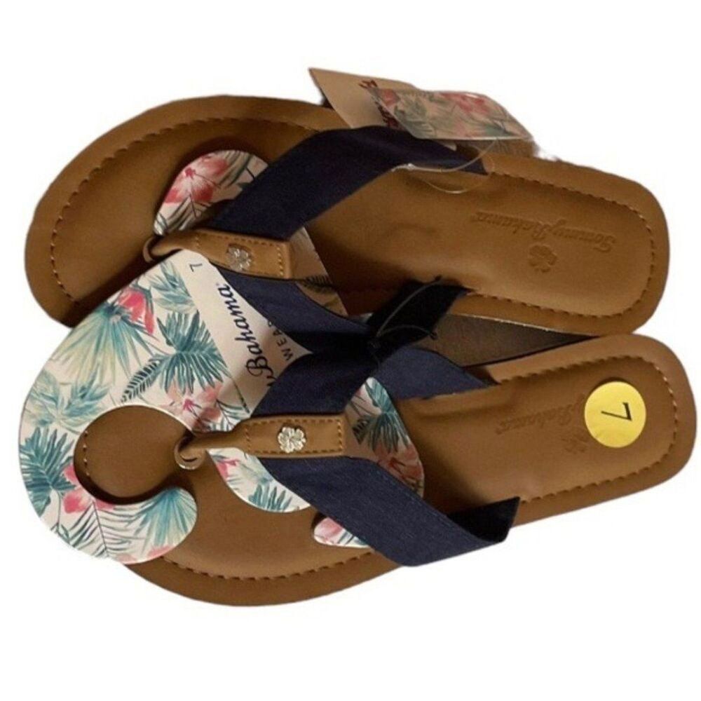 Tommy Bahama Navy Blue flip flops size 9 Padded Thong Sandals NWT